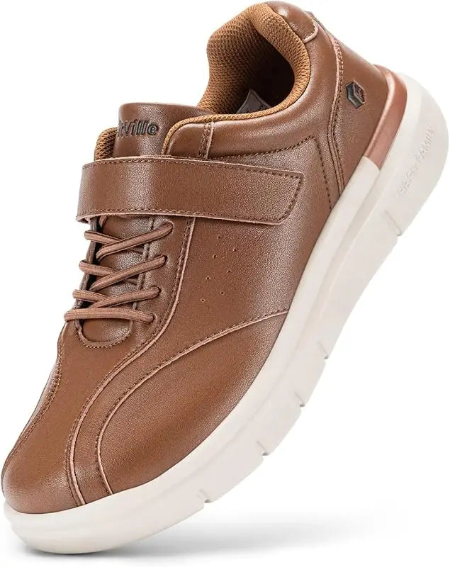 Men Wide Walking Shoes Casual Oxford Shoe Comfortable Lightweight Arch Support Non-Slip Leather Business Sneakers