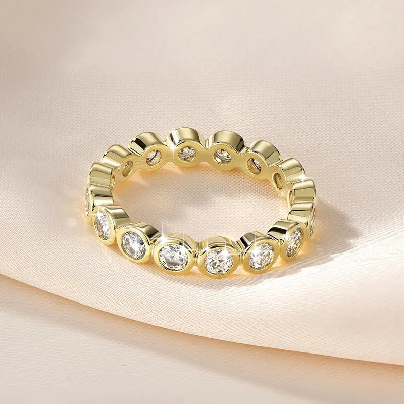 14k Gold Filled Full Eternity Ring Bezel 3mm D Round Moissanite Rings Stackable Bands GRA Certified Jewelry for Women 2026