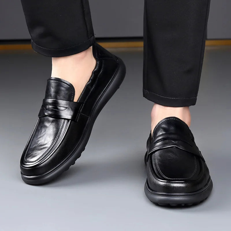 Spring Autumn New Genuine Leather Shoes for Men Black Fashion Business Casual Shoes Male High Quality Designer Loafers Man