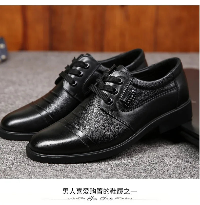Men's Genuine Cow Leather Shoes Business Casual Shoes With Triple-Stitched Soles For Middle-Aged And Elderly Men 2025