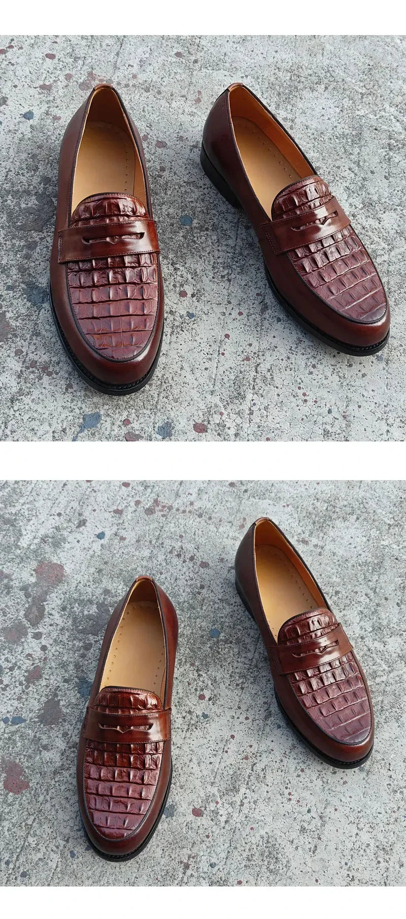 Men Loafers Slip-On Shoes Genuine Crocodile Print Leather Handmade Business Casual Driving Footwear Comfortable Loafers for Men