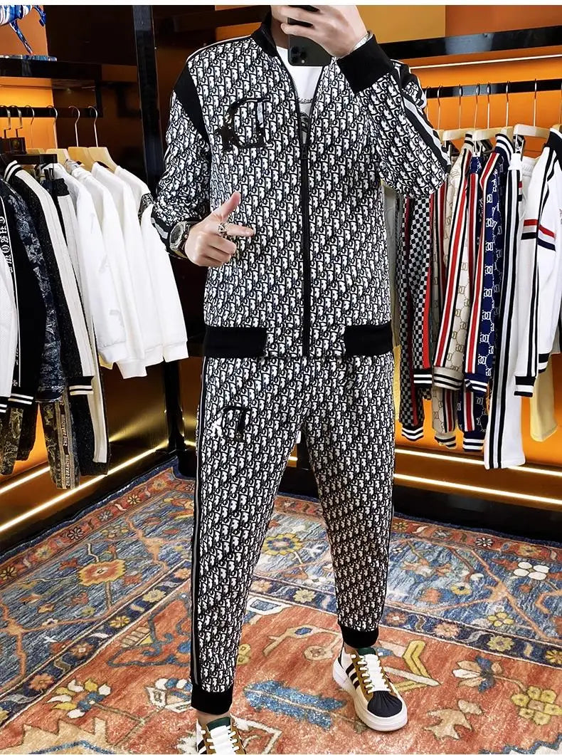 Spring and autumn men's casual suit 2025 new coat men's clothing ruffian handsome set with autumn two-piece set