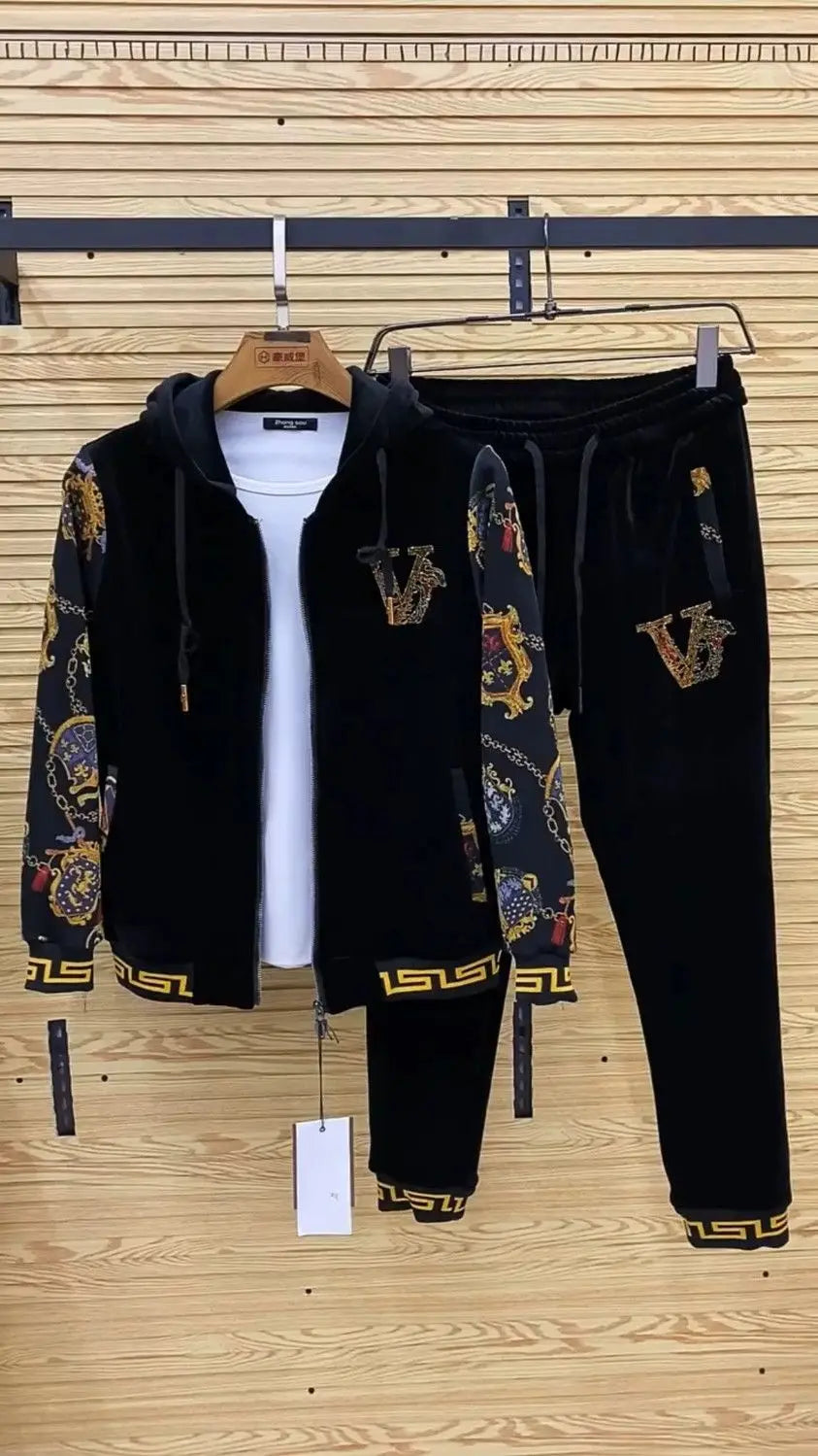 Men's autumn casual two-piece set, new coat, pants, fashionable youth suit.