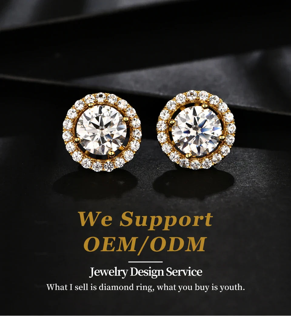New Chamrs 1.0 Carat Moissanite D Color Diamond Detachable Stud Earrings for Women Solid 925 Sterling Silver Jewelry
