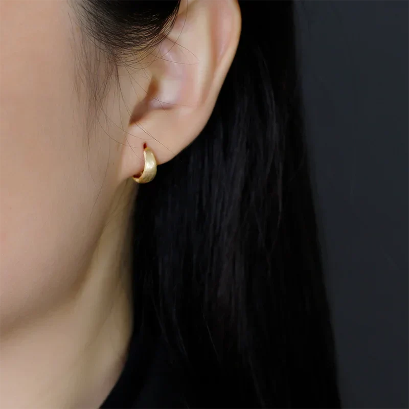 925 Sterling Silver Premium Matte Minimalism Unisex Huggies Ear Hoops Earrings for Women Gothic Piercing Men's Jewelry