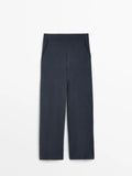Flowy knit casual pants for women