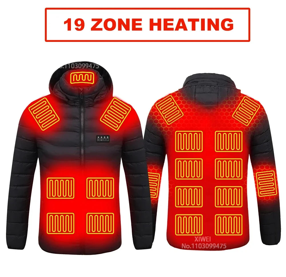 Self Heated Jacket Men Women USB Heated Clothing Cotton Washed Winter Thermal Skiing Camping Hiking Jacket 2-21 Areas Warm Coats
