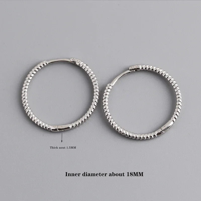 925 Sterling Silver Fashion Piercing Charm Twist Huggies Hoop Earrings for Women Rock Gothic Unisex Jewelry Ear Buckles