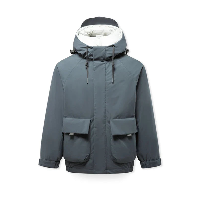 Down Jacket Men 2024 Winter New Large Pocket Workwear Coat Loose Hooded Top Fashion Raglan Sleeve Down Jacket
