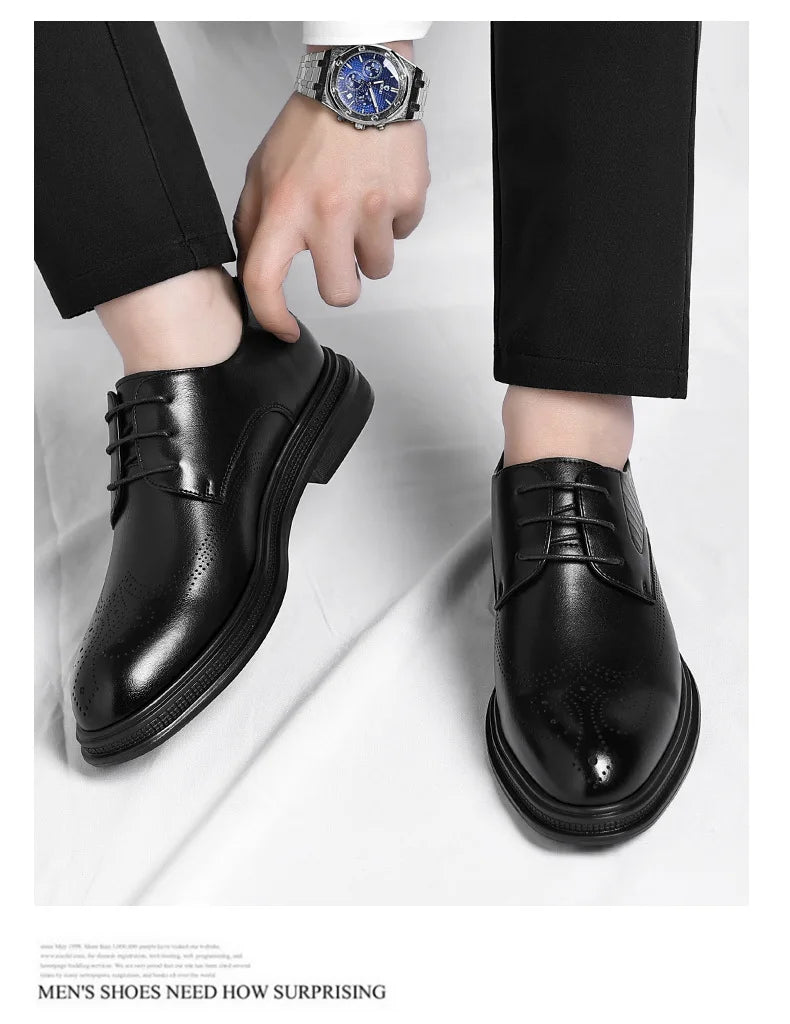 Business Formal Casual Wedding Shoes for Men Fashion New Designer Inner Increase Shoes Male Spring Autumn Retro Leather Shoe Man