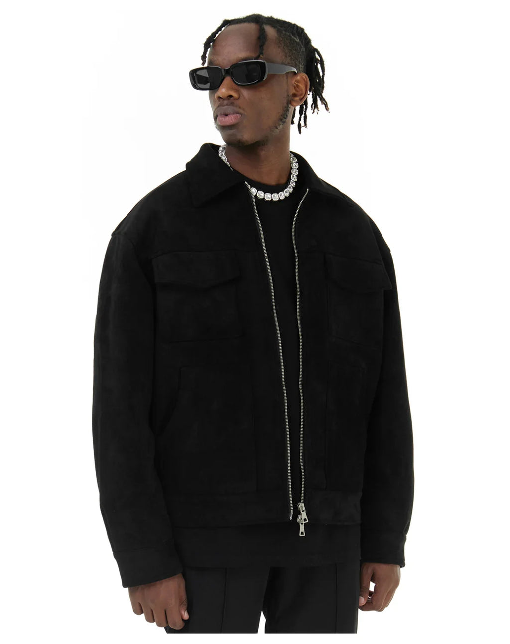 Autumn Jackets Oversize Casual Clothes High Street Pockets Laper Zipper Suede Thick Coat Mens Windbreaker Loose