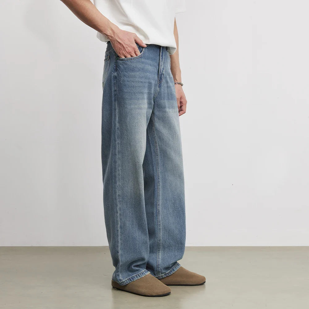 Fashion Men's Heavyweight 369g Bamboo Lyocell Jeans For Men's Spring And Autumn 2026 New Clanfit Straight Casual Pants