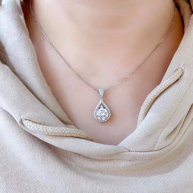 Luxury 925 Sterling Silver Real 5ct Moissanite Pendant Necklace for Women Anniversary Party Diamond Necklaces Fine Jewelry