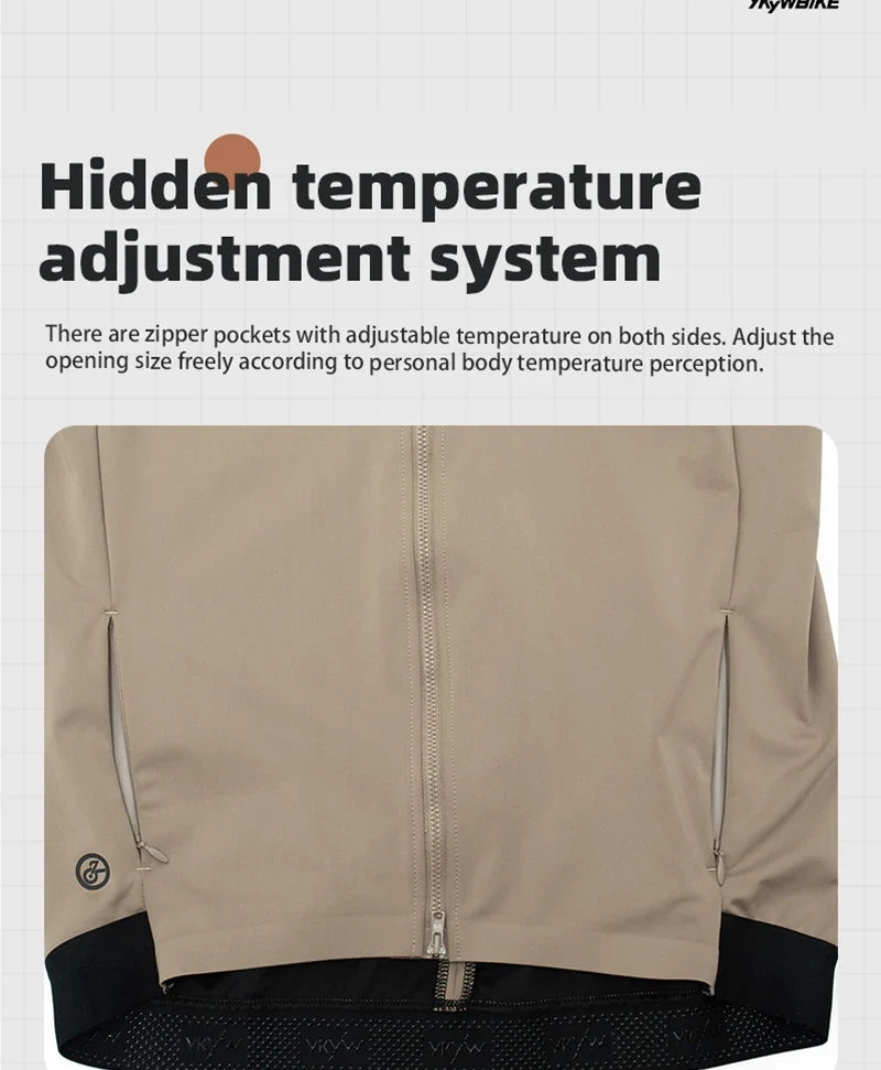 Men's Windproof Waterproof Long Sleeve Cycling Jacket MTB Bike Coat Bicycle Sports Windbreaker Double Zipper Cycling Jersey