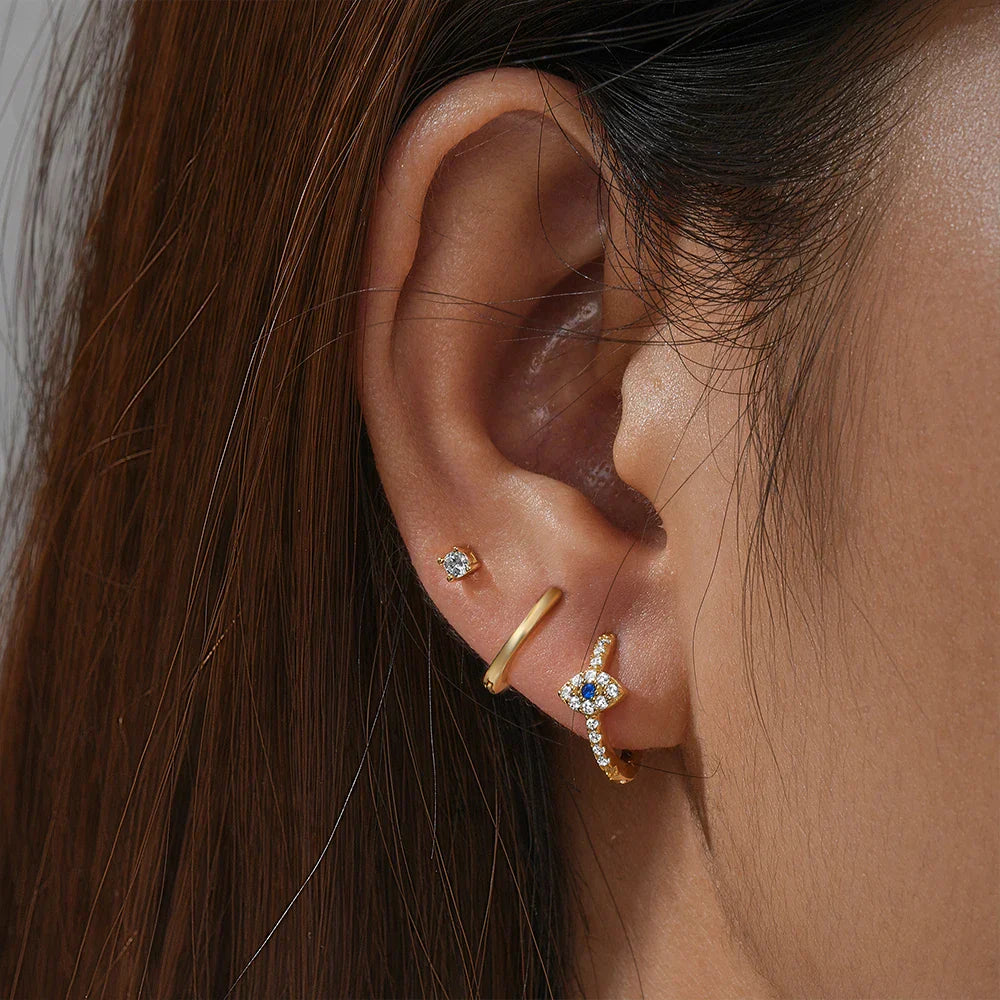 925 Sterling Silver 3PCS DIY Hoop Earring With Piercing Stud Earring Set Women Men Party Wedding Jewelry Set pendientes 925