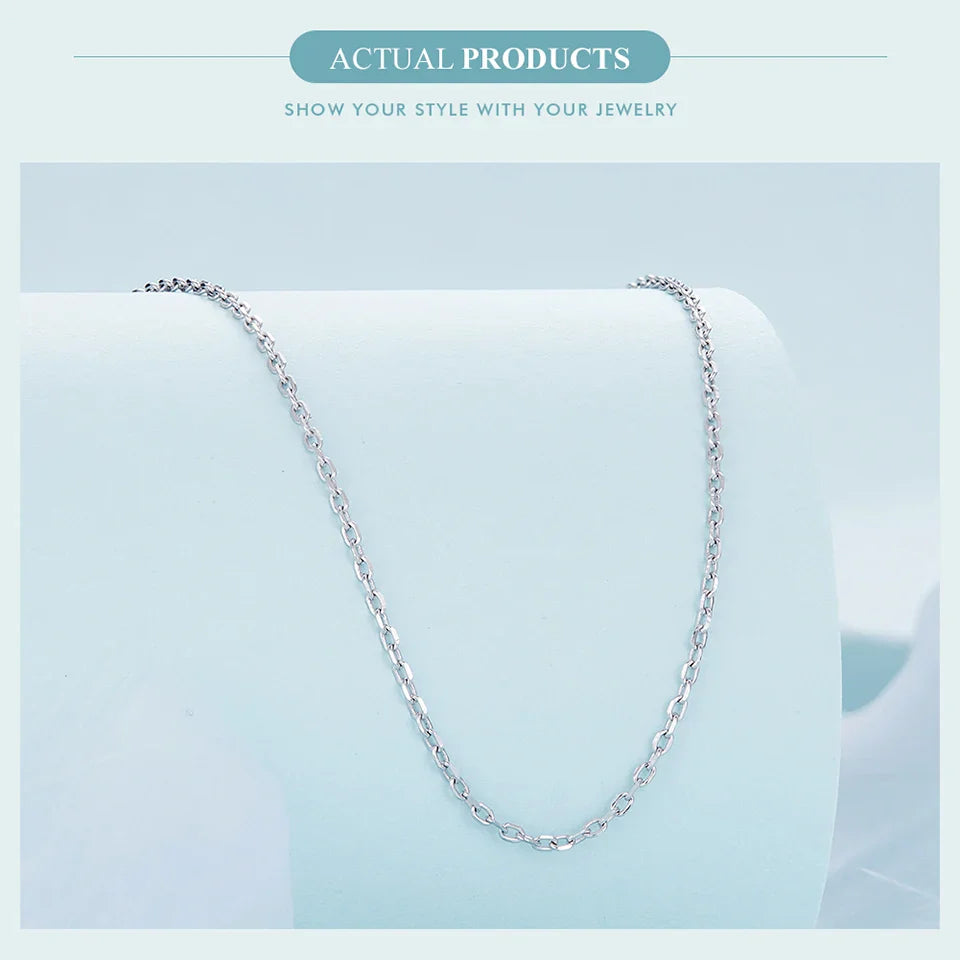 925 Sterling Silver Lobster Clasp Adjustable Necklace Basic Chain Link Simple Fine Jewelry for Women Birthday Gift SCA018