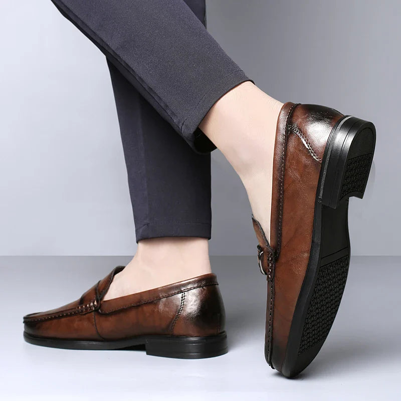 High Quality Men's Genuine Leather Loafers Handmade Casual Shoes Moccasins Slip on Walking Flats Versatile Male Business Shoes