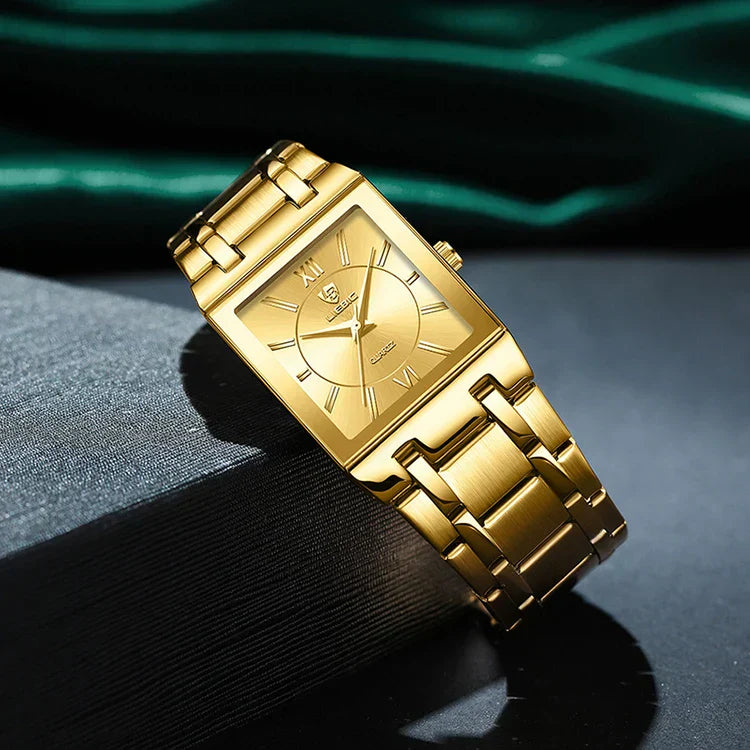 Luxury Quartz Wristwatches For Women Men Business Watch Simple Design Black Gold Stainless Steel Waterproof Quartz Clock