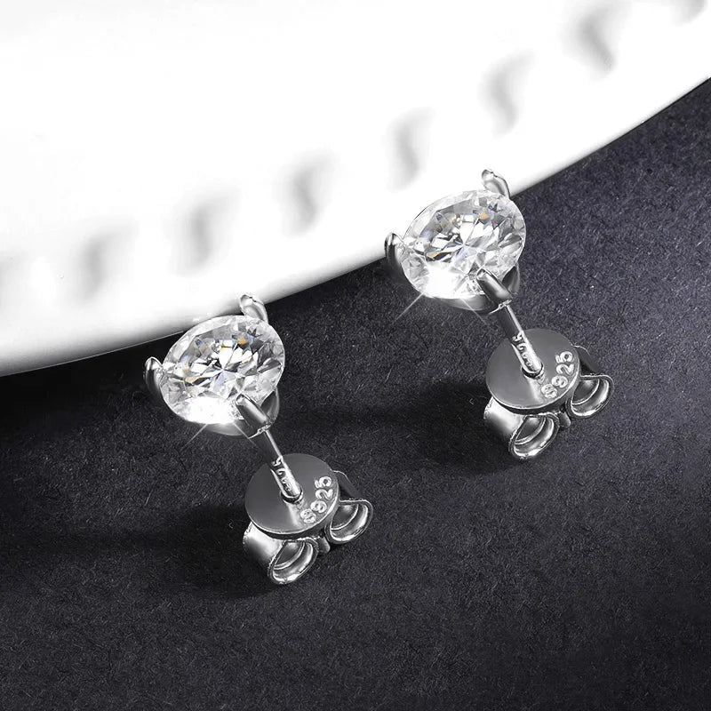 2 in 1 Full D Color Moissanite Stud Earrings for Women S925 Silver 4.6cttw All Diamond Earring Pierced Ear Fine Jewelry
