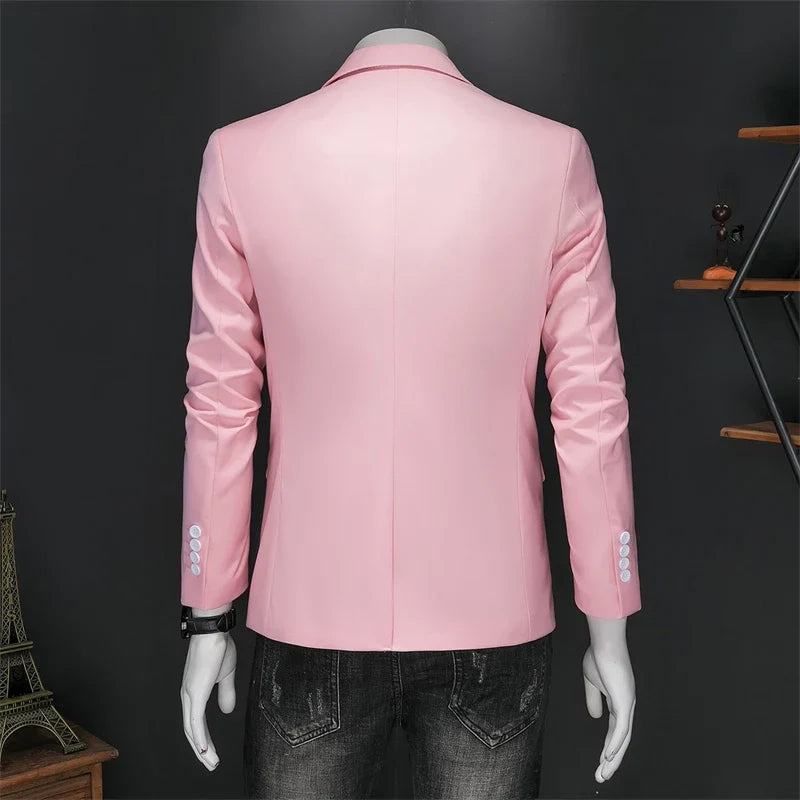 Plus Size 6XL-M Fashion Mens Solid Color Suit Jacket High Quality Business Slim Fit Casual Blazers Formal Social Wedding Tuxedo