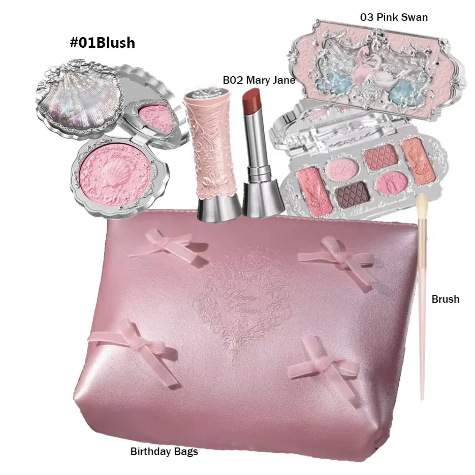 Makeup Set Box Full Swan Bear Garden Collection Embossed Blush Shine Lipstick Kit Foundation  All in Maquiagem Kit