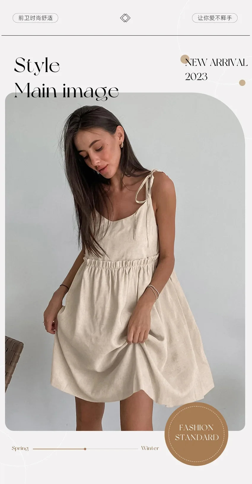 Women's Cotton Linen Spaghetti Strap Mini Dress Summer Loose A-Line Beach Vacation Dress Female Fashion Streetwear Dress