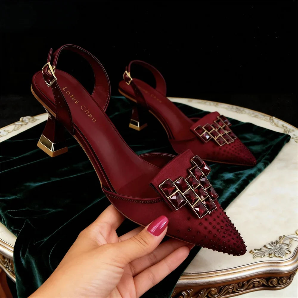 2026 Chic Italian Pointed Toe High Heels with Elegant Rhinestone Accents - Stylish Women's Footwear Perfect for Parties