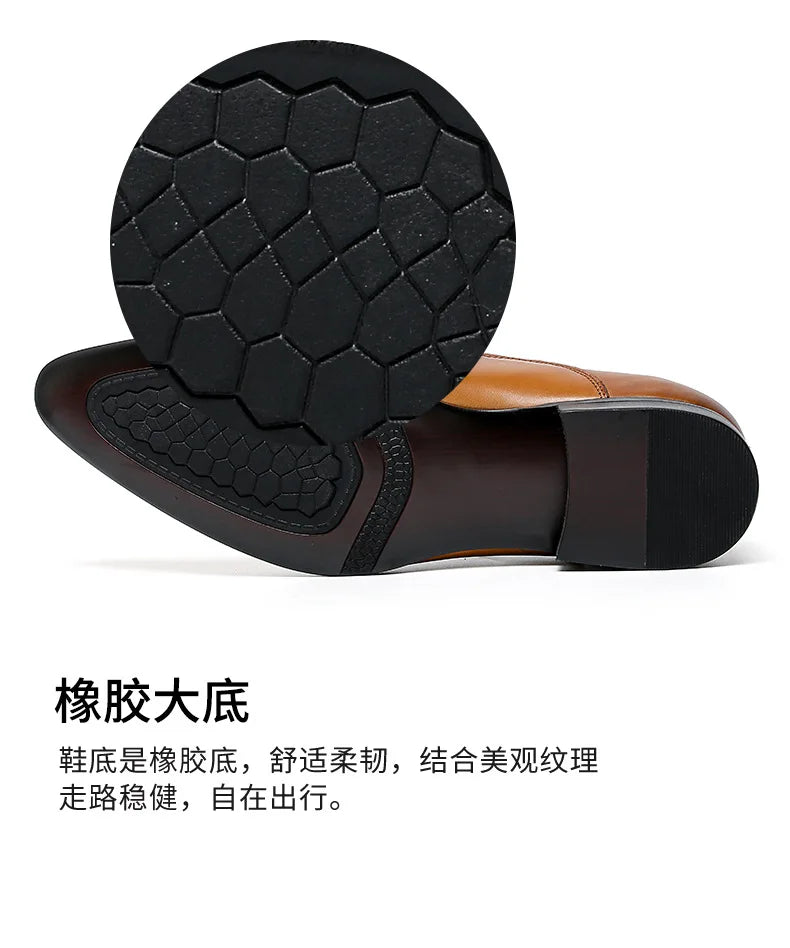 Top Layer Cowhide Shoes Men's Shoes Genuine Leather Business Dress Shoes Men British Pointed Toe Formal Slip-On Shoes