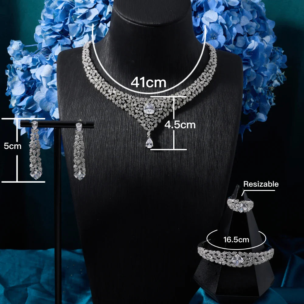 Women Necklace Sets Cubic Zirconia Bridal Jewelry DuBai Saudi Wedding Engagement Party Festival Jewel Accessory