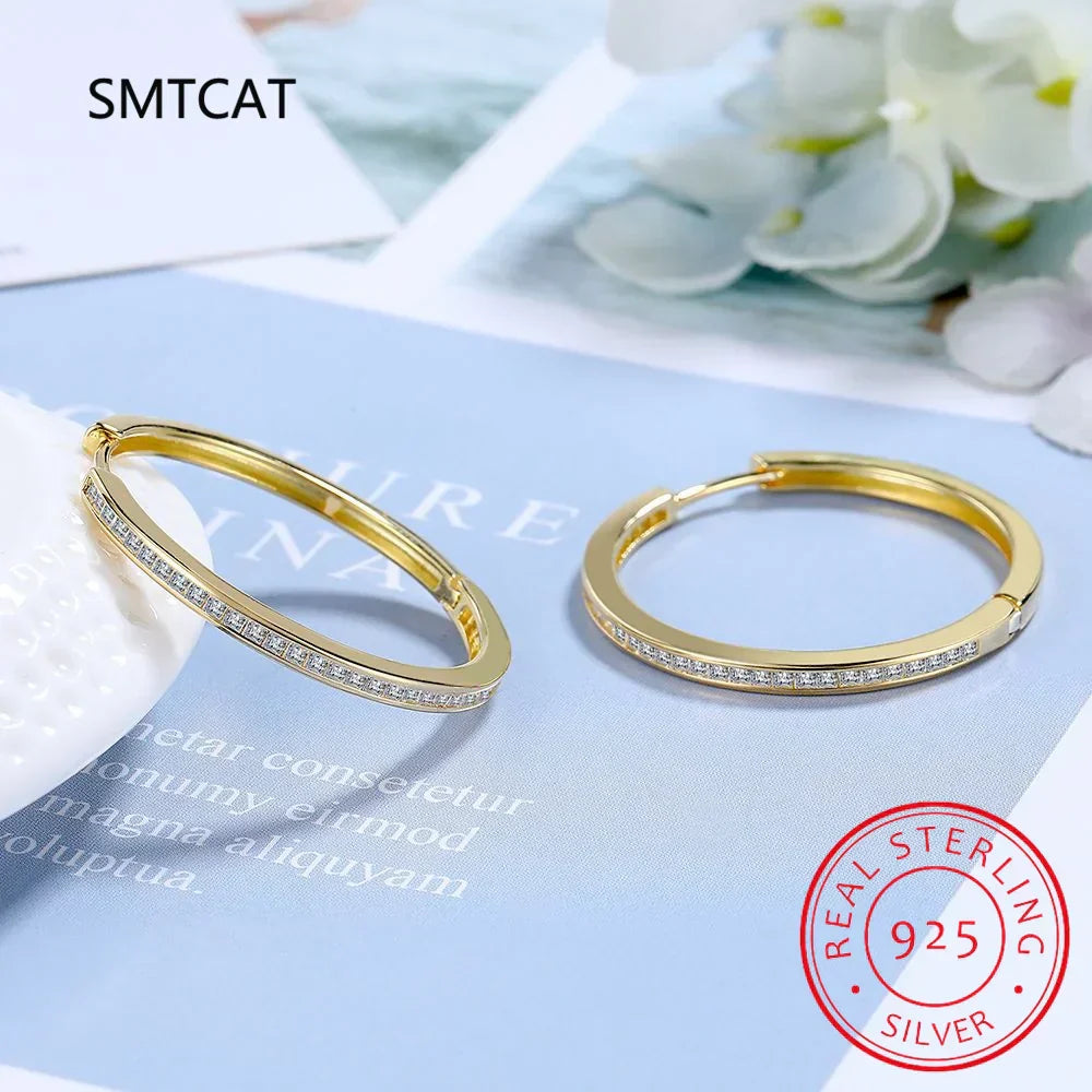 Princess Cut Moissanite Diamond Hoop Earring 925 Sterling Silver for Women 18k Gold Sparkling Square Huggie Fine Jewelry