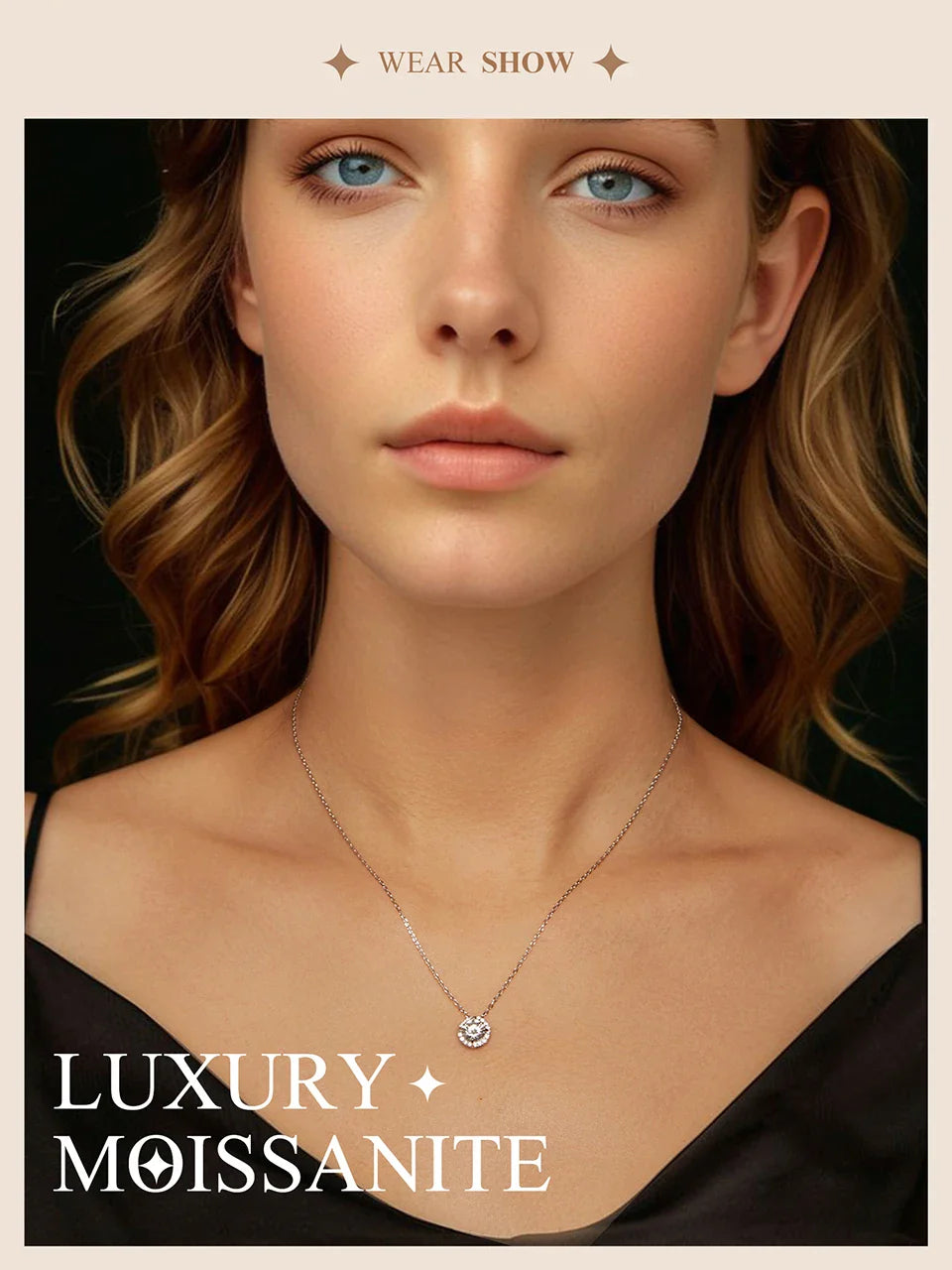 925 Sterling Silver Round Halo Moissanite Necklace, White Gold Plated Classic Elegant Necklace Engagement Jewellry Gift