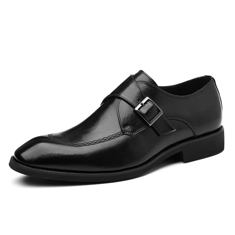 Buckle Designer Big Size Dress Shoes for Men Spring Autumn Solid Color Cow Leather Shoes Male Fashion Business Casual Shoe Man