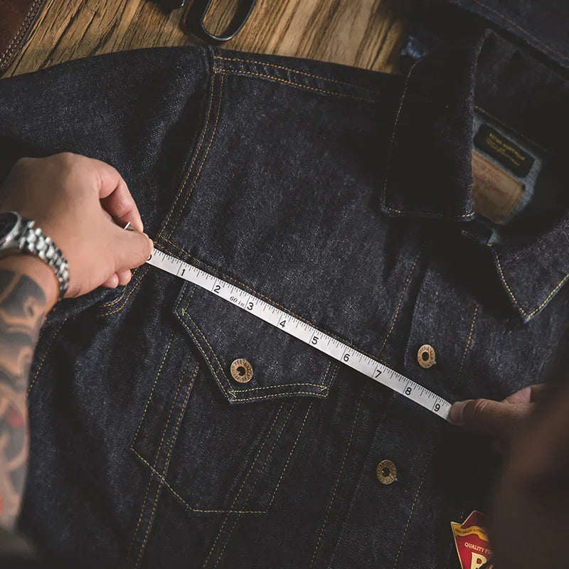 Men's Denim Jacket Washed Vintage Jean Jacket Type III Trucker Jacket Cotton Slim Fit Workwear Outerwear Autumn Dark Blue