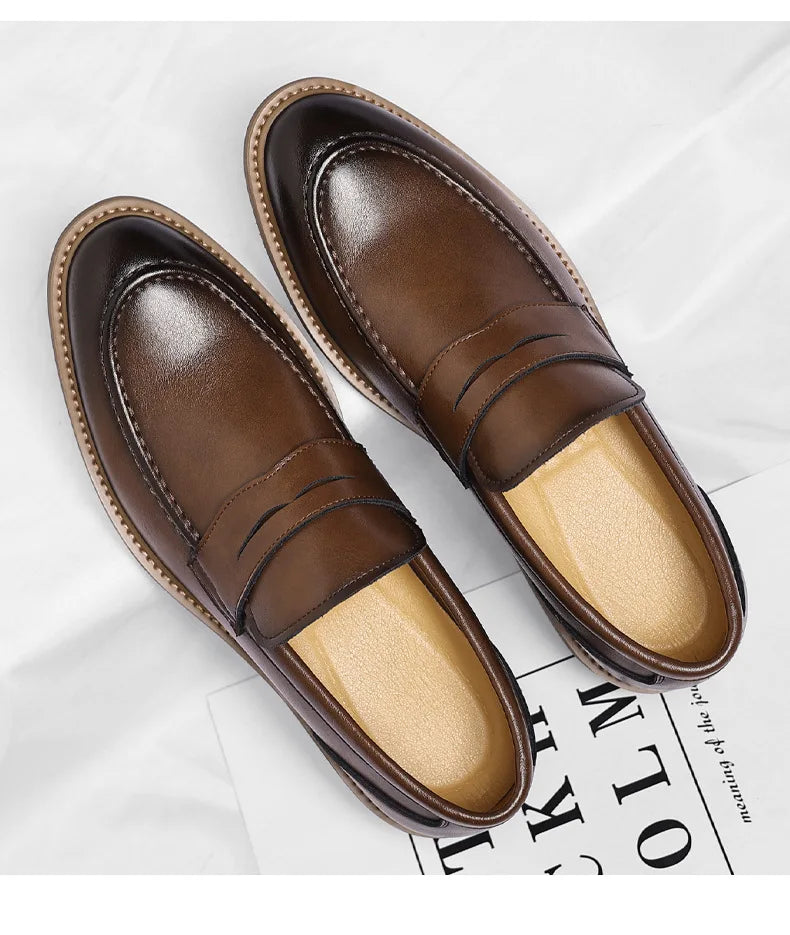 British Style Business Casual Shoes for Man Spring Autumn New Designer Leather Shoes Male Solid Color Men's Dress Elegant Shoe