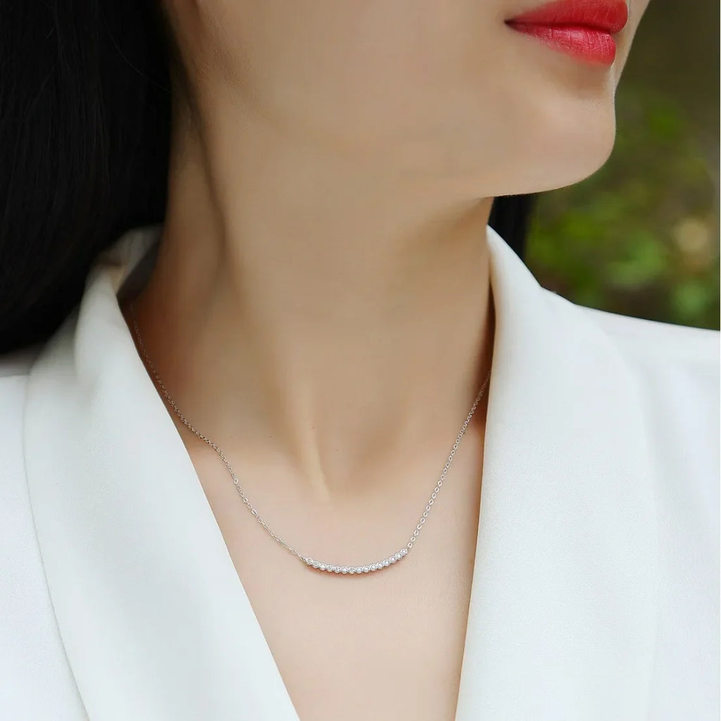Full 0.065CT D Color Moissanite Pendant Necklace for Women Lady S925 Silver All Diamond Neck Chain Necklaces Wholesale Gift