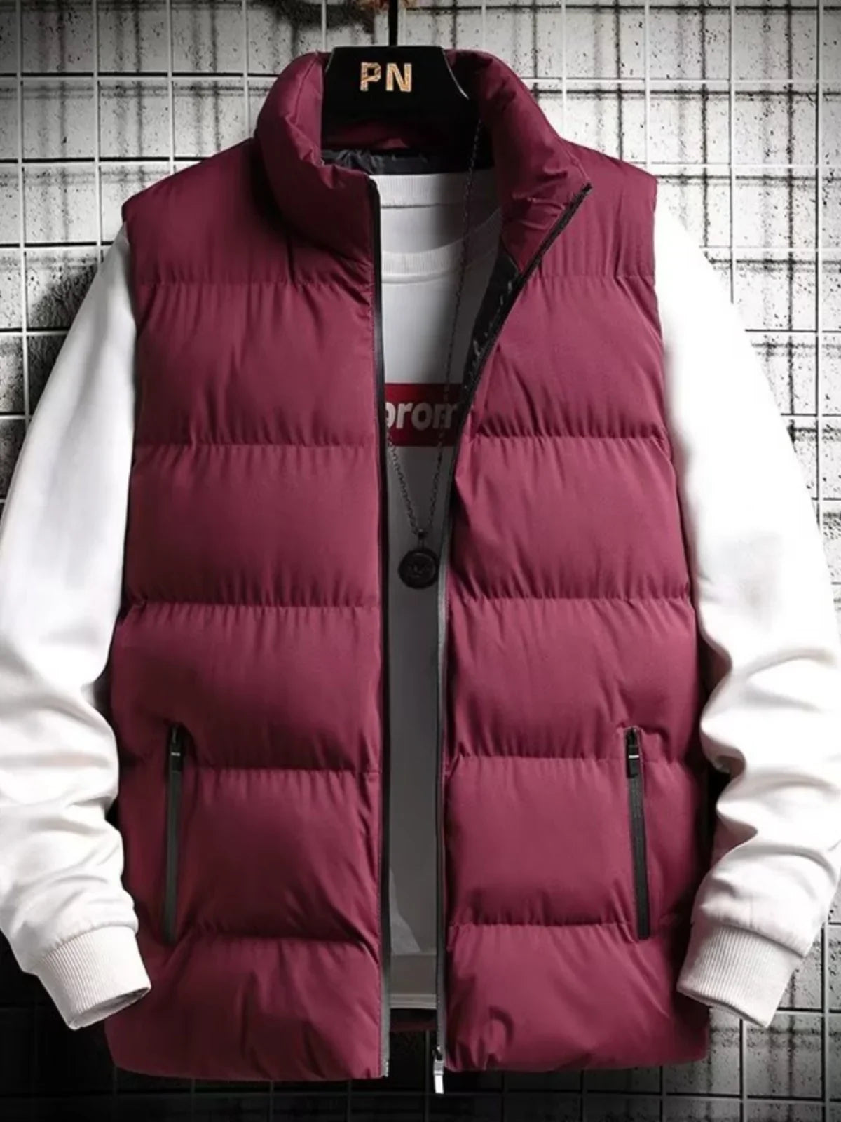 Men's down Vest Thickened Casual Style Stand Collar Jacket Autumn Winter New Fashion Youth Active Fit Zipper Pocket Daily Wear