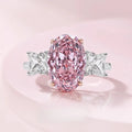 S925 Silver Ring 8 * 12mm Elliptical Zircon Powder Ice Flower Cut Ring Sweet Wind Jewelry