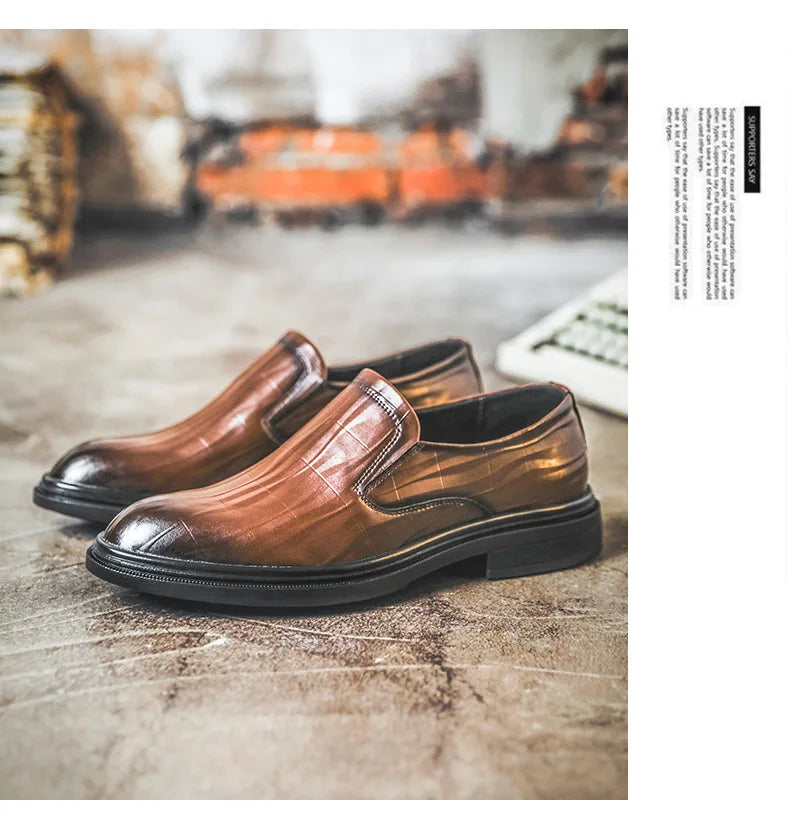 Retro Business Dress Derby Shoes for Men Spring Autumn New Designer Wedding Shoes Male Solid Color Cow Leather Shoes Man