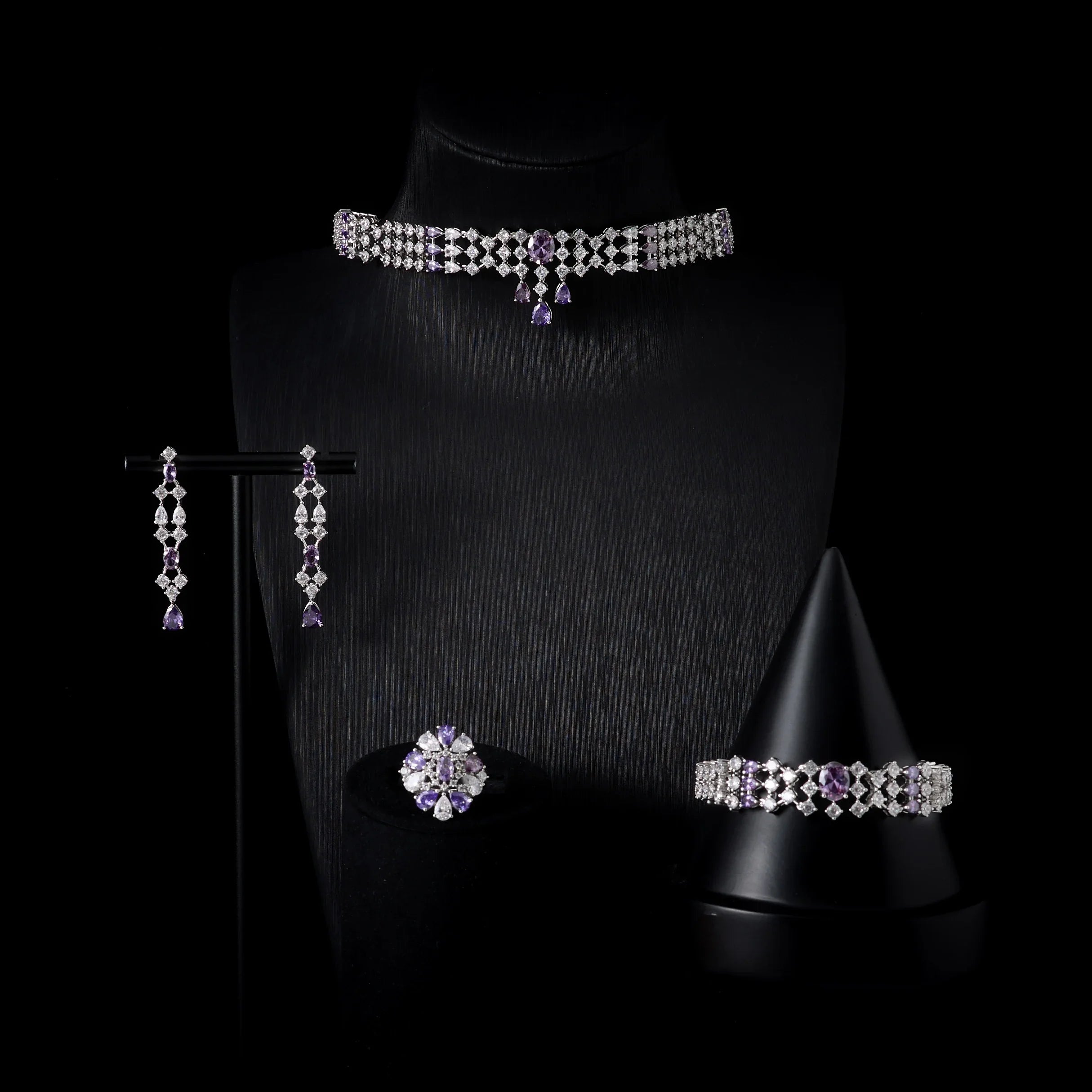 Choker Necklace Sets for Women Cubic Zirconia Bridal Jewellery Set Dubai Saudi Party Engagement Accessory