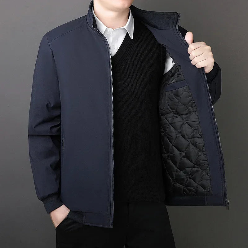 Brand Winter Jacket Men 2026 Autumn Solid Color Plush and Thick Coats Men Plus Size 8xl Stand Collar Warm Men Clothing