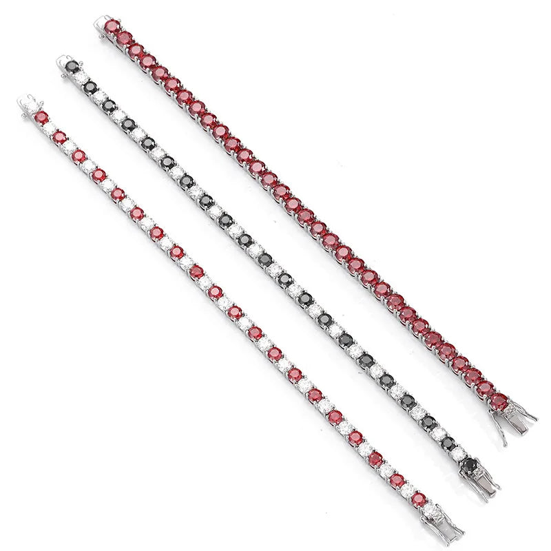 GRA Certified Real 3/4/5/6.5MM Black White Full Moissanite Tennis Bracelet for Men Women Original 925 Silver Link Bracelets