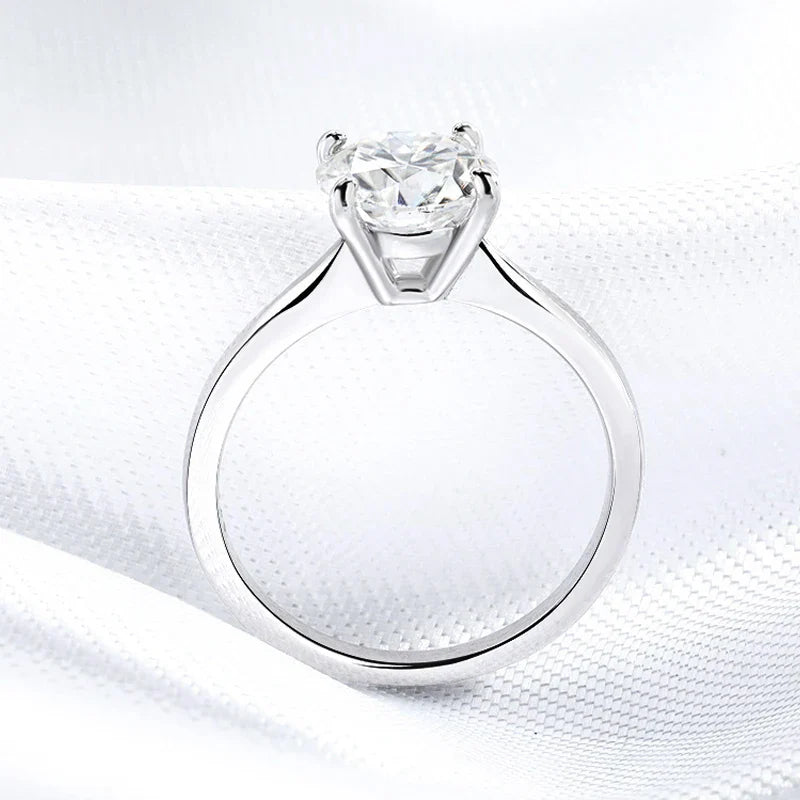 White Gold 2ct 100% Moissanite Engagement Ring for Women S925 Sterling Silver Lab Diamond Promise Wedding Band Jewelry