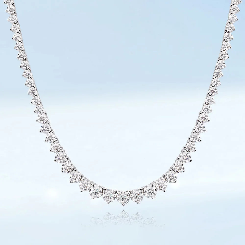 3 Claw 0.4CT 4.5mm Gradient Full D Color Moissanite Diamond Tennis Necklace for Women 925 Silver GRA Certified Neck Chain