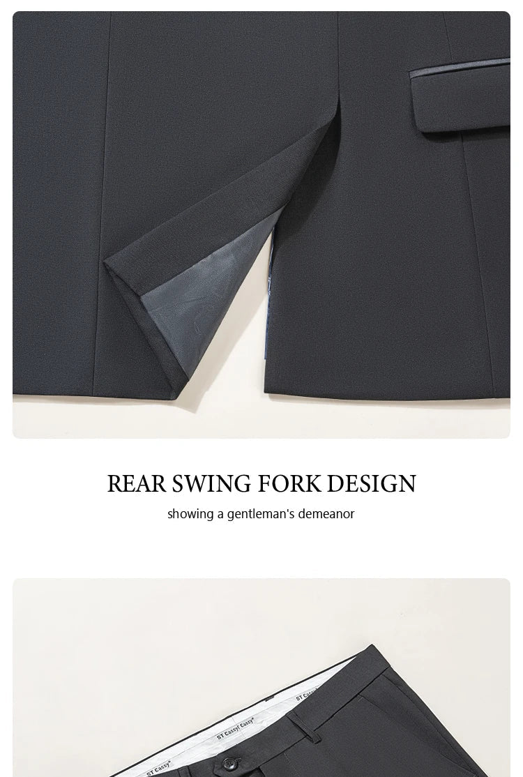 Men's suit black collar formal dress wedding three-piece suit orthodox suit vest pants