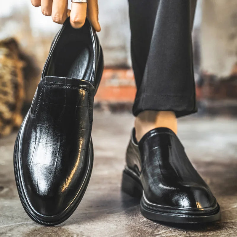 Retro Business Dress Derby Shoes for Men Spring Autumn New Designer Wedding Shoes Male Solid Color Cow Leather Shoes Man
