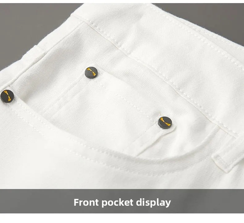 American Brand Men's Autumn Winter Straight-leg Slim Jeans High-quality Light Luxury Casual Versatile Fashion Korean Style Jeans