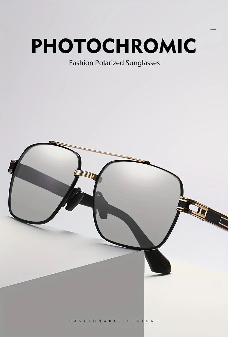 Design Square Polarized Sunglasses Man Photochromic Sun Glasses Woman Anti-glare Driving Goggles Oculos zonnebril heren