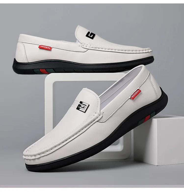 2026 New Solid Color Business Casual Shoes for Men Spring Autumn Soft Leather Shoes Male Fashion Light Driving Shoes Man