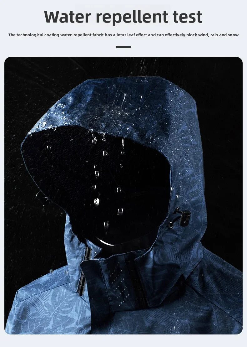 Men's Casual Waterproof Windbreaker Jacket Full Zip Up Hooded Shell Outdoor Hiking Coat For Autumn Plus Size
