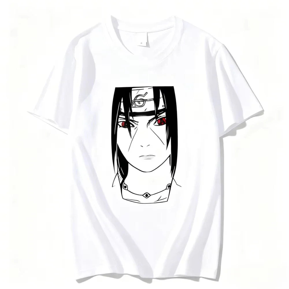 Floral Print T-Shirt Soft Breathable Casual Comfortable Anime Naruto Uchiha Itachi Printed Men Women Pure Cotton Short Sleeve